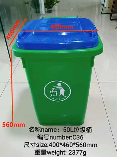 Injeção de plástico 60L 100L 120L 240L Grande lixeira externa lata de lixo recipiente de lixo pronto molde usado em segunda mão